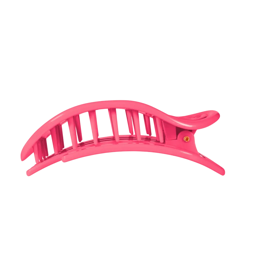 Doodlations Coffee Bar & Boutique Tropic Twist flat pink hair clip with bendable teeth for comfortable all-day wear