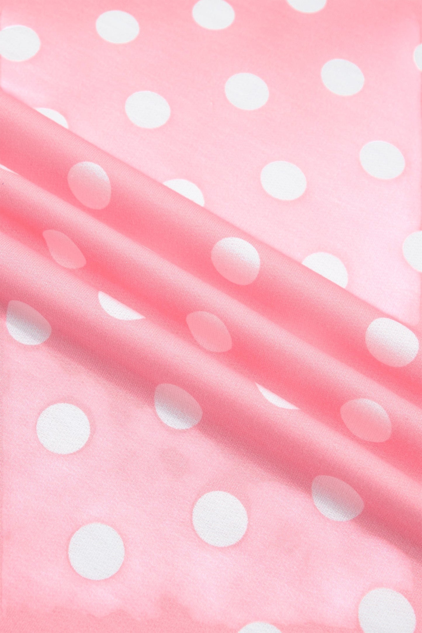 Doodlations Coffee Bar & Boutique pink fabric with white polka dots for a women's lounge set