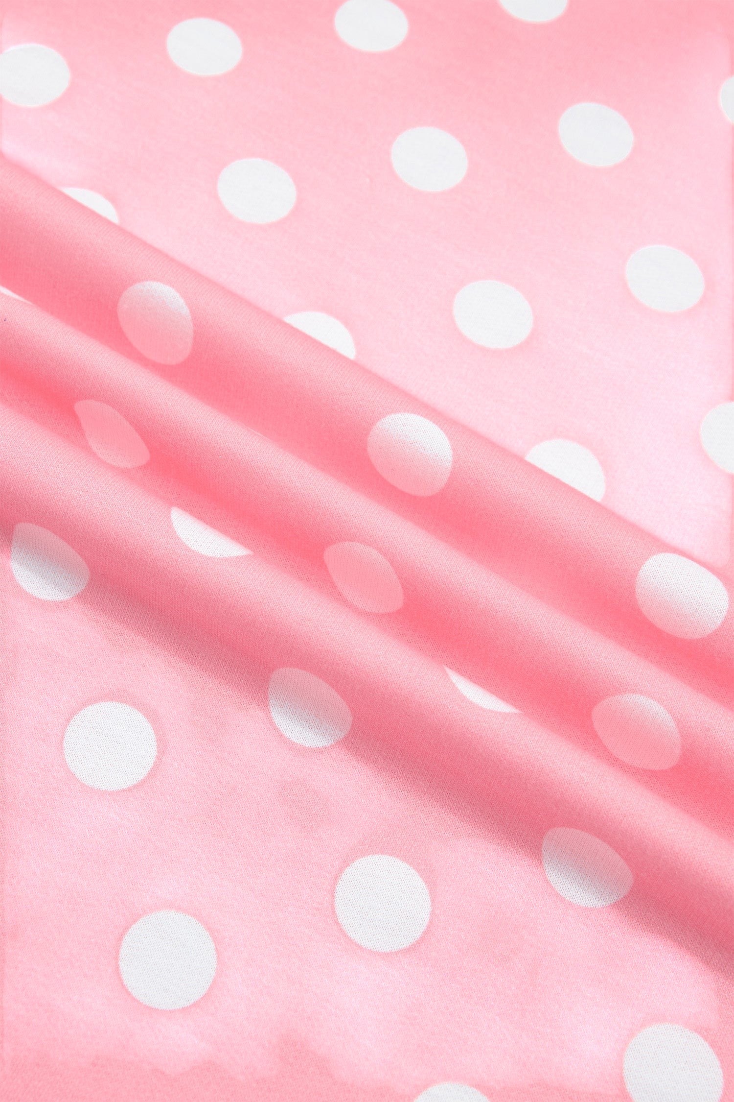 Doodlations Coffee Bar & Boutique pink fabric with white polka dots for a women's lounge set