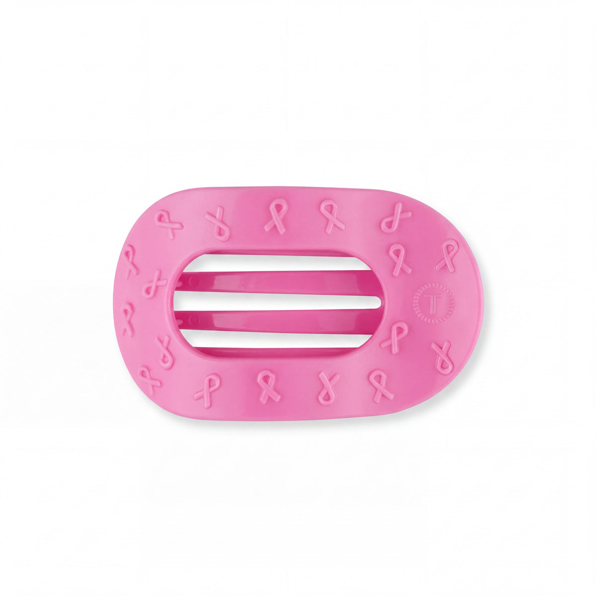Doodlations Coffee Bar & Boutique pink Teleties flat round hair clip with embossed ribbon pattern
