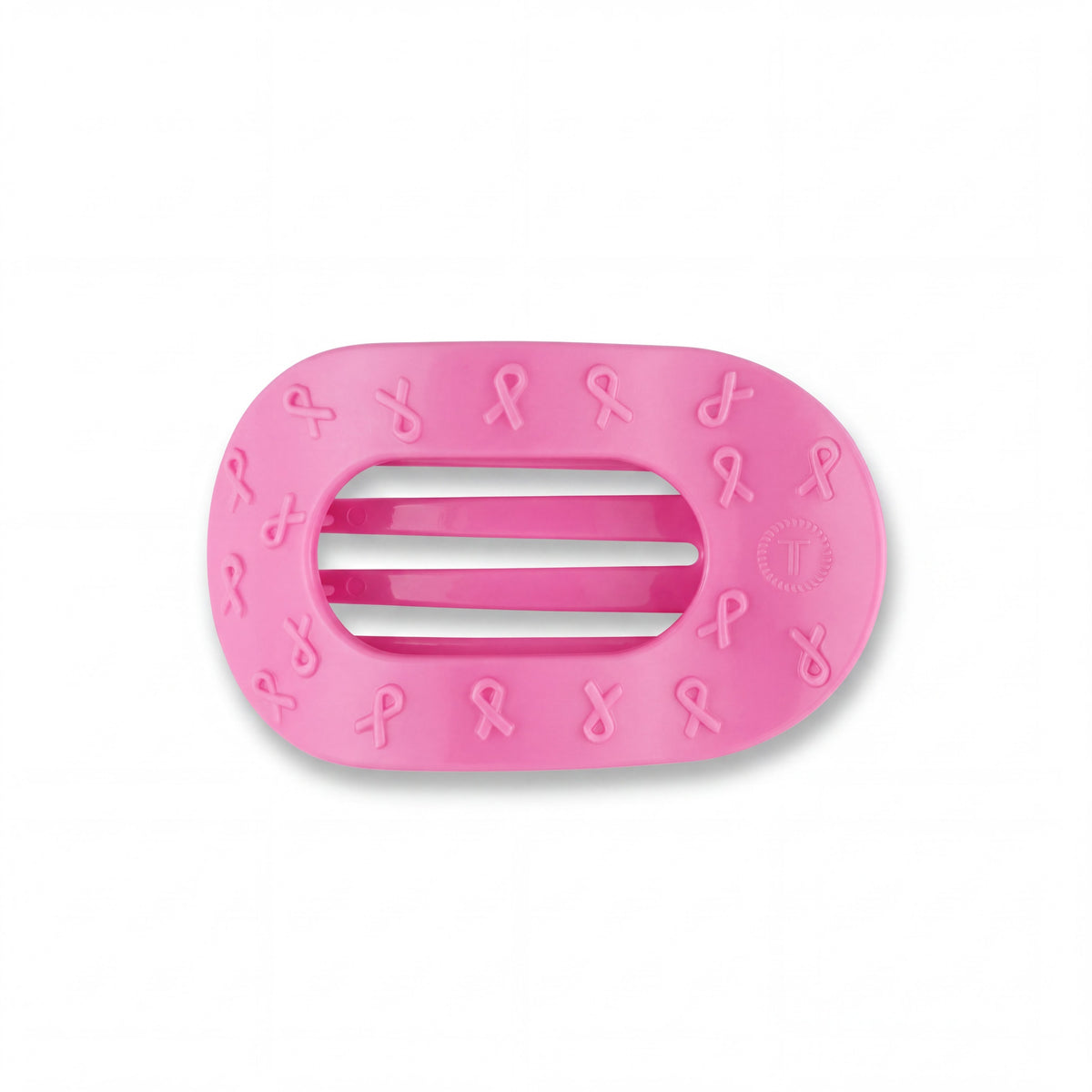 Doodlations Coffee Bar & Boutique pink Teleties flat round hair clip with ribbon pattern for comfortable all-day wear