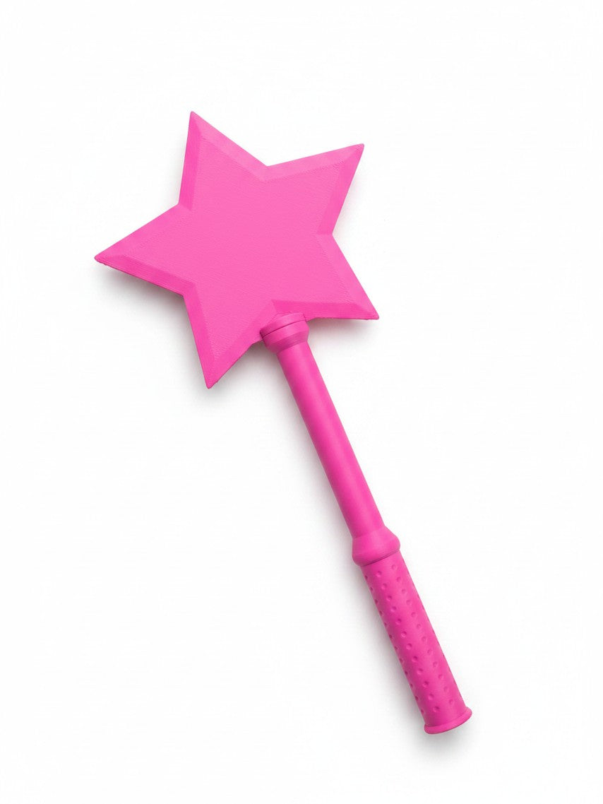 Doodlations Coffee Bar & Boutique bright pink star-shaped silicone tap to pay wand with a textured grip handle.