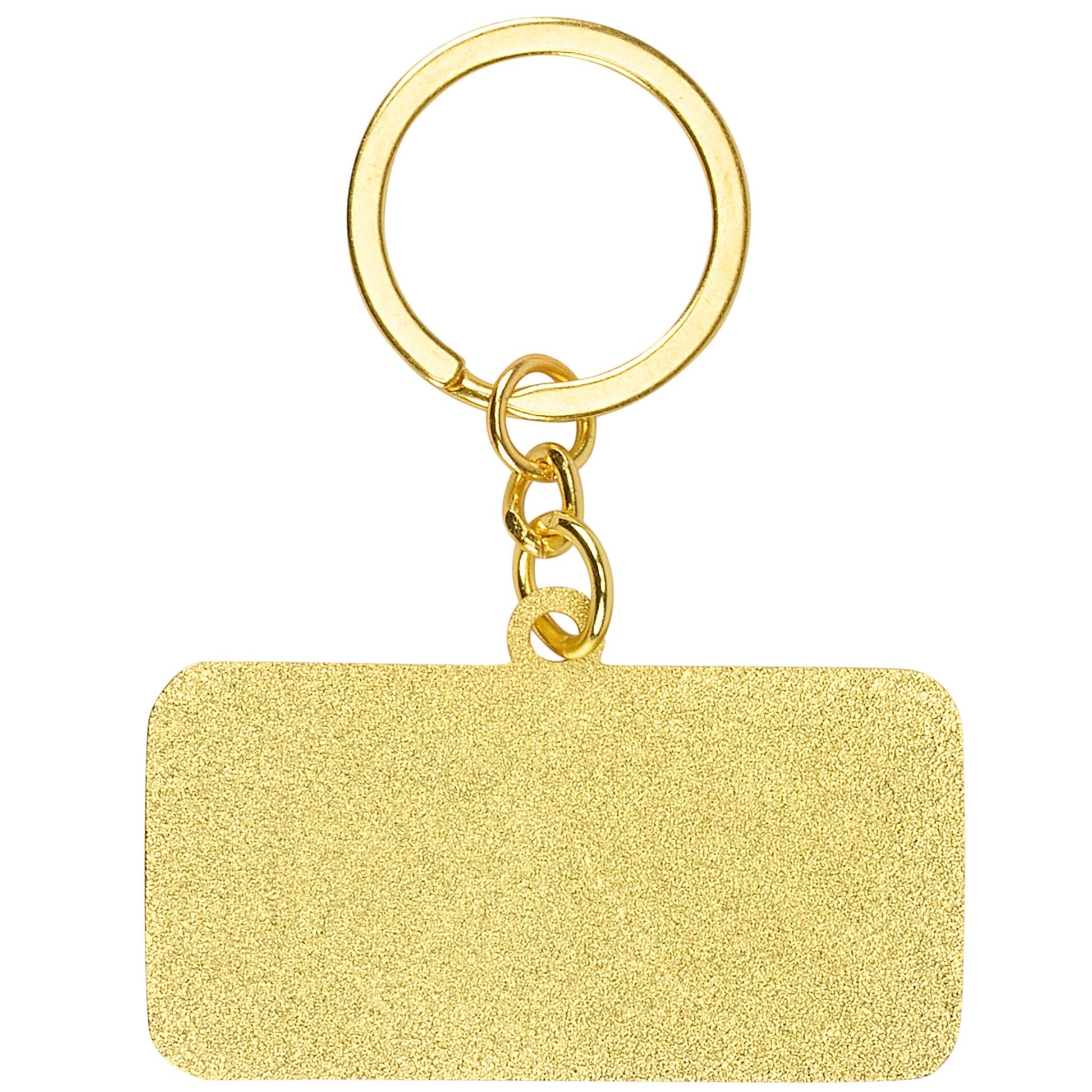 Doodlations Coffee Bar & Boutique gold-tone keychain with pink enamel rectangle and turquoise lettering.