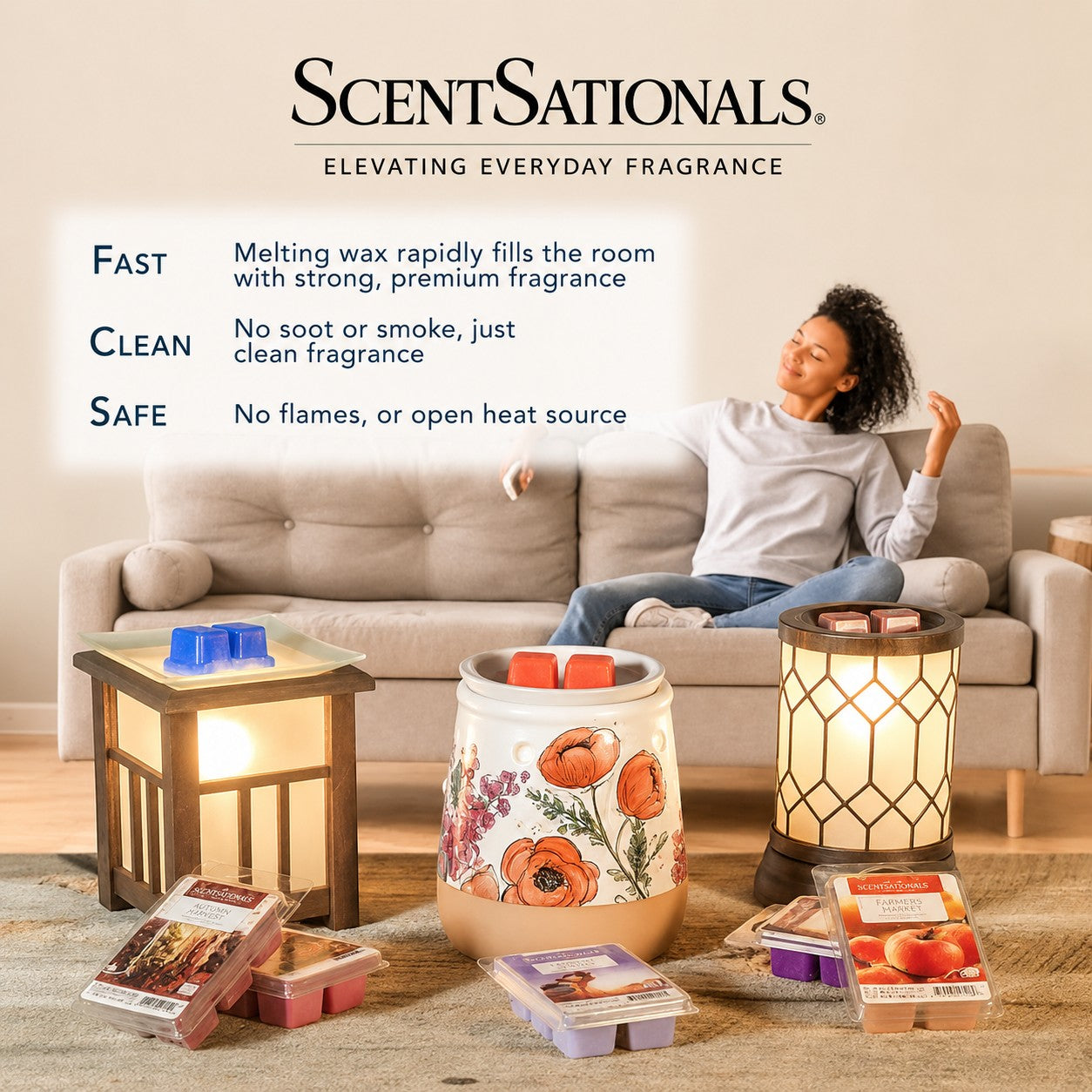 Doodlations Coffee Bar & Boutique pumpkin wax warmer with embossed scrollwork and orange finish on a living room table