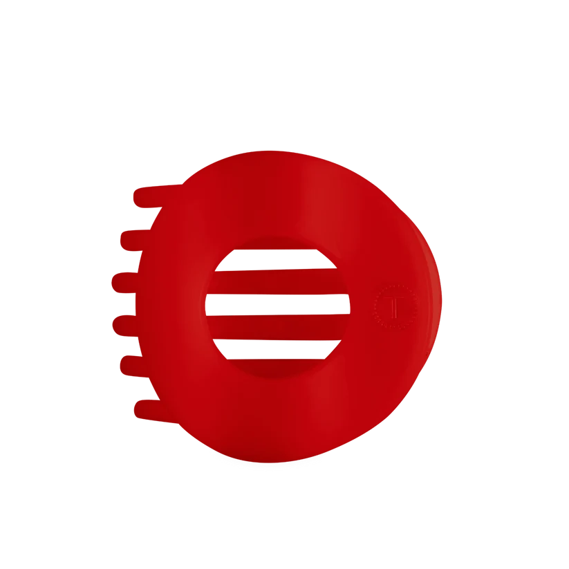 Doodlations Coffee Bar & Boutique red Teleties flat circle hair clip with bendable teeth for a comfortable hold