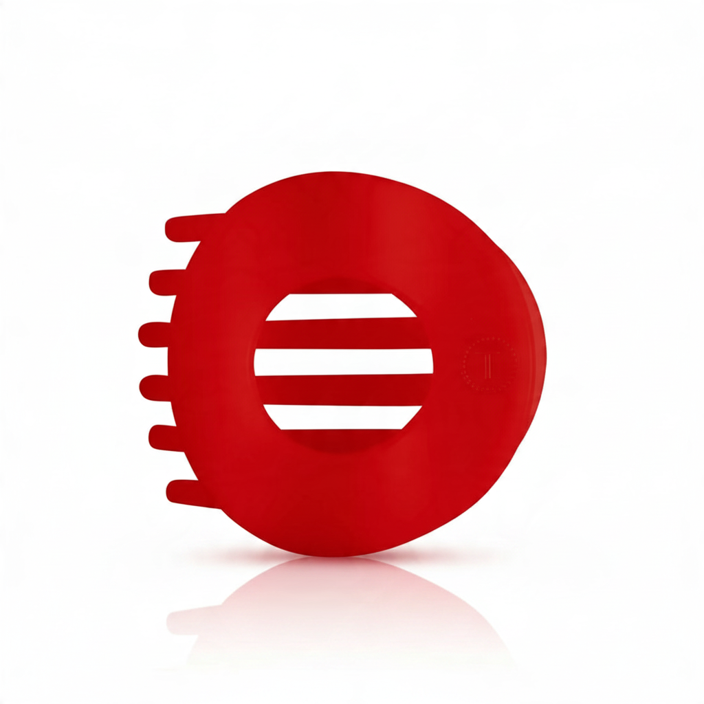 Doodlations Coffee Bar & Boutique red Teleties flat circle hair clip with bendable teeth for a secure, comfortable hold