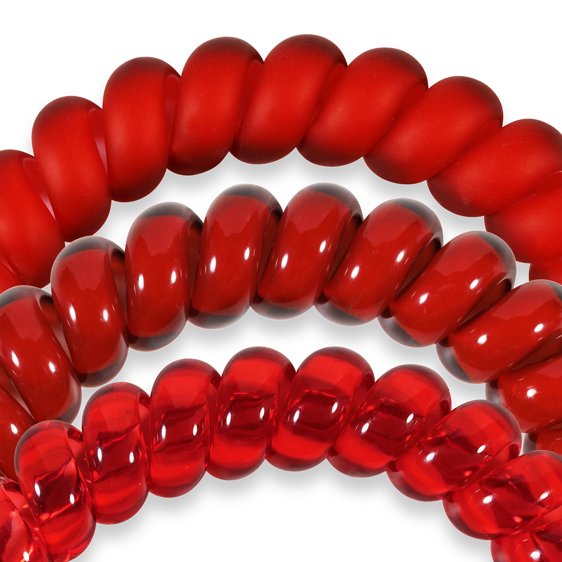 Doodlations Coffee Bar & Boutique Red Carpet Ready red spiral hair ties designed for a damage-free, strong grip.