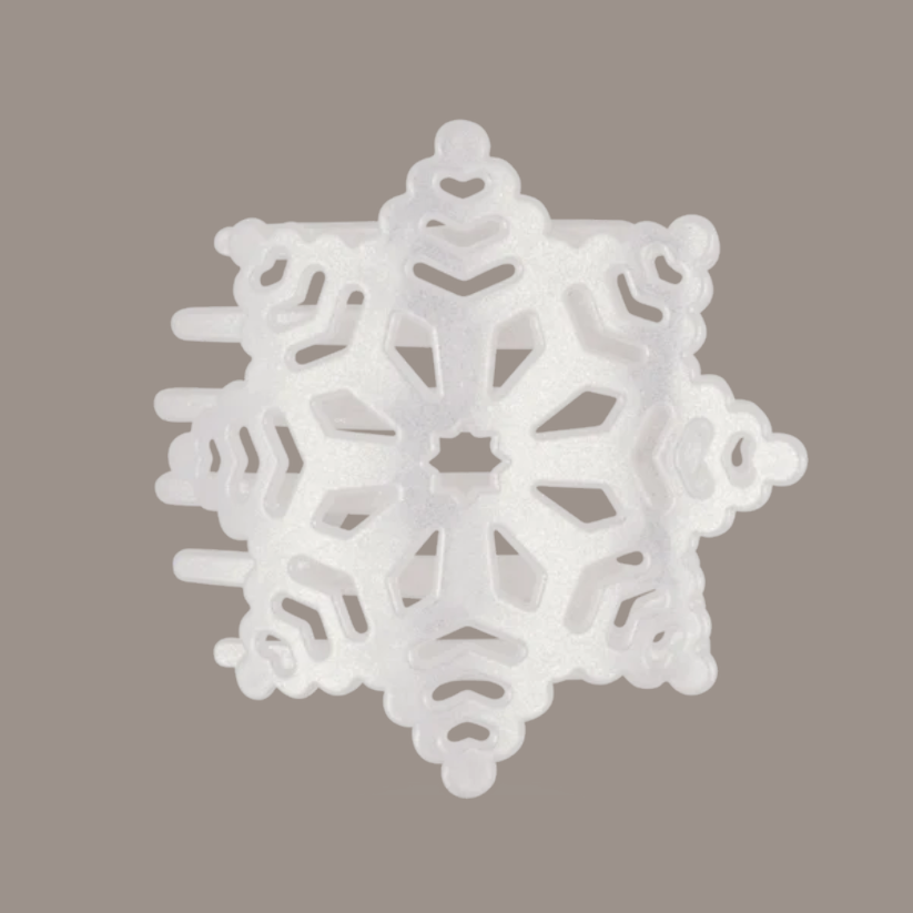 Doodlations Coffee Bar & Boutique white glitter snowflake flat hair clip with cutout details for secure hold