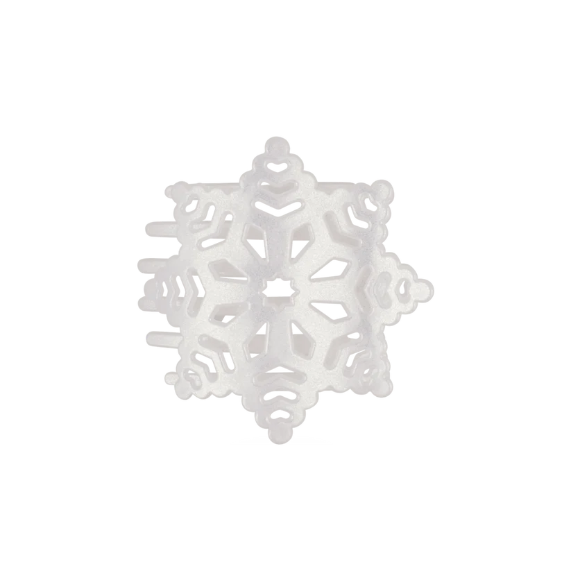 Doodlations Coffee Bar & Boutique white glitter snowflake flat hair clip with delicate cutout details