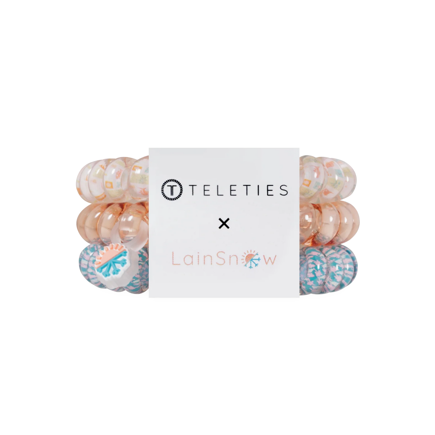 Doodlations Coffee Bar & Boutique Island Threads spiral hair ties in pastel patterned and solid peach colors