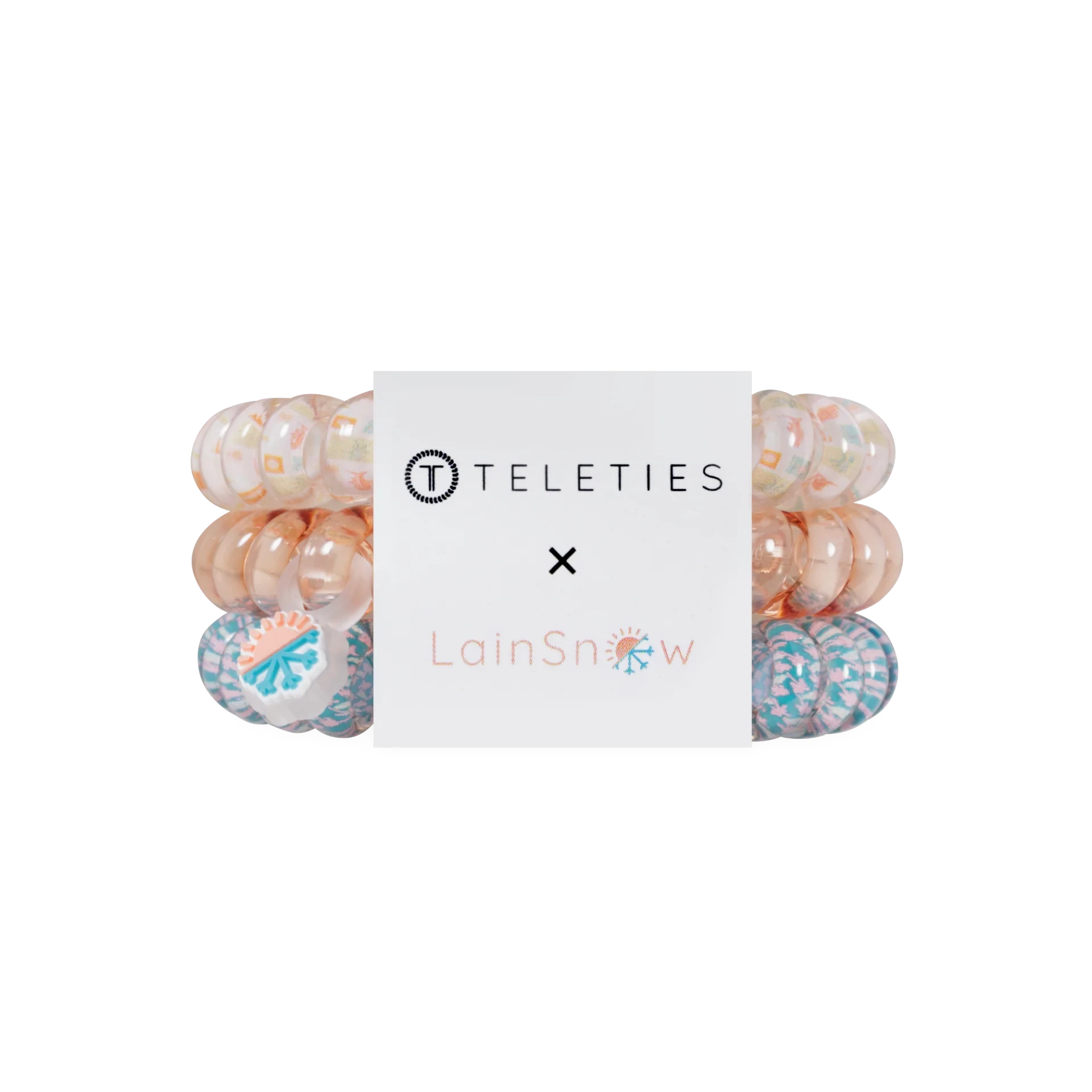 Doodlations Coffee Bar & Boutique Island Threads spiral hair ties in pastel patterned and solid peach colors