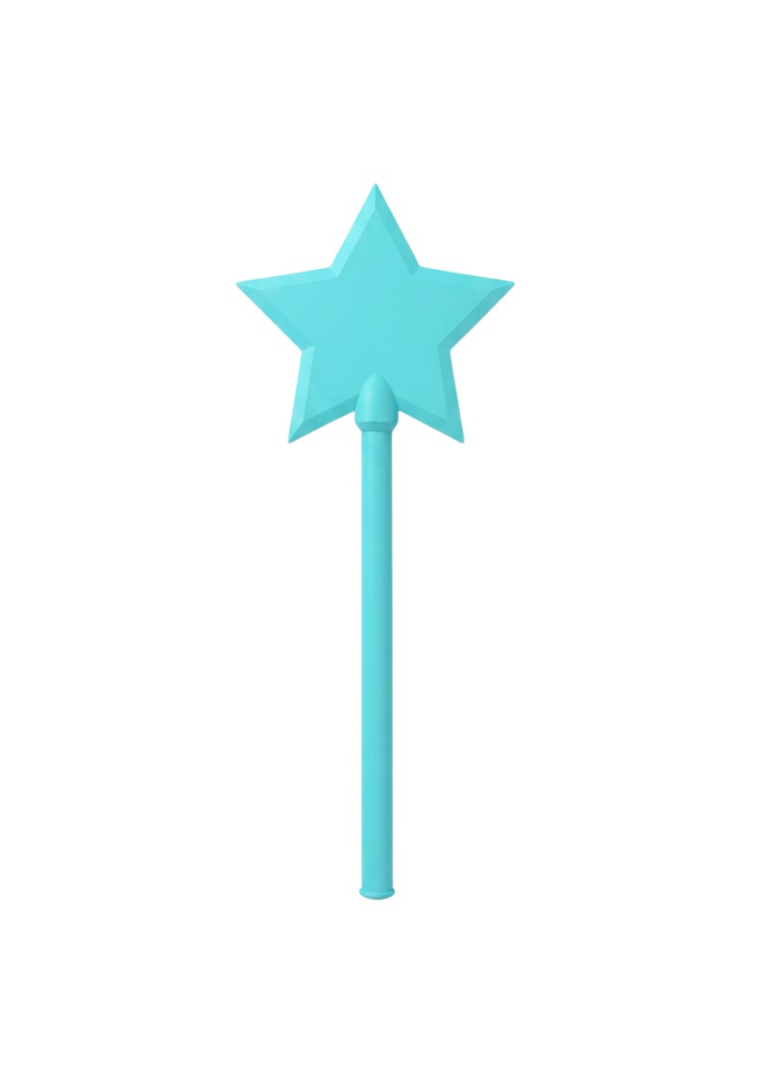 Doodlations Coffee Bar & Boutique turquoise star tap to pay wand with textured handle for pretend play.