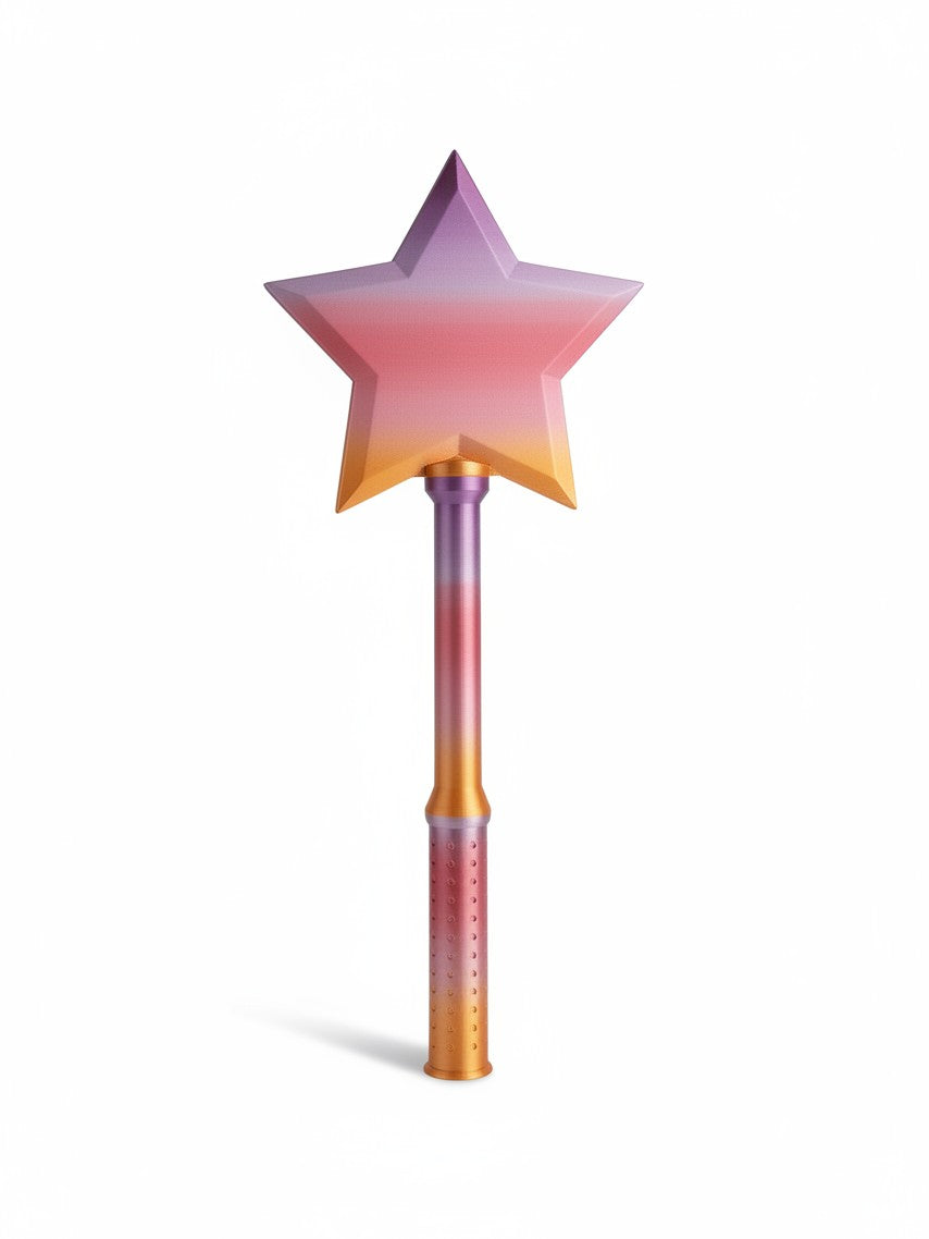 Doodlations Coffee Bar & Boutique star-shaped silicone tap to pay wand with a pink, purple, and orange gradient.