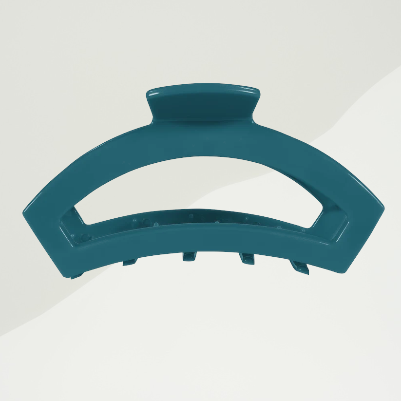 Doodlations Coffee Bar & Boutique Teleties teal pearlized open claw hair clip with a durable, lightweight design.