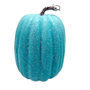 Doodlations Coffee Bar & Boutique teal speckled decorative pumpkin with a realistic textured stem for fall decor