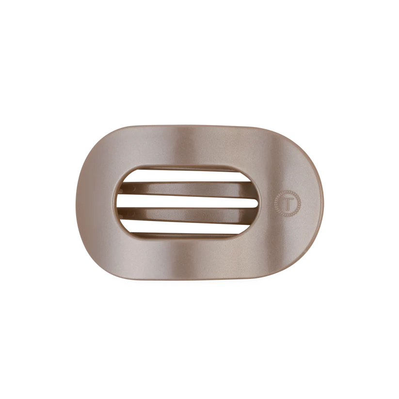 Doodlations Coffee Bar & Boutique Teleties flat round hair clip in a smooth, metallic brown finish