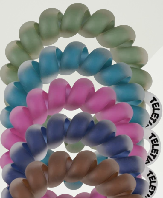 Doodlations Coffee Bar & Boutique Teleties tiny spiral hair ties in a stack of assorted matte colors