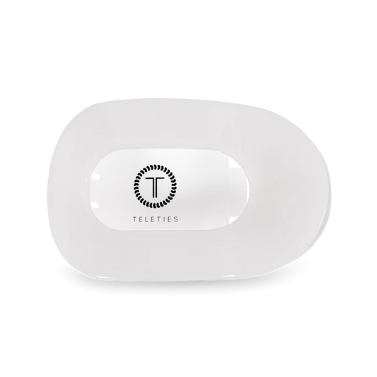 Doodlations Coffee Bar & Boutique Teleties coconut white flat round hair clip with a comfortable, durable design.