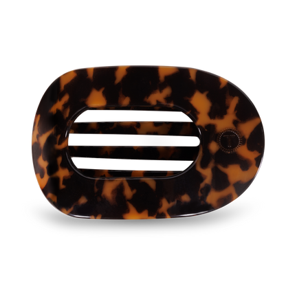 Doodlations Coffee Bar & Boutique Teleties tortoise shell flat round hair clip with bendable teeth for comfortable wear