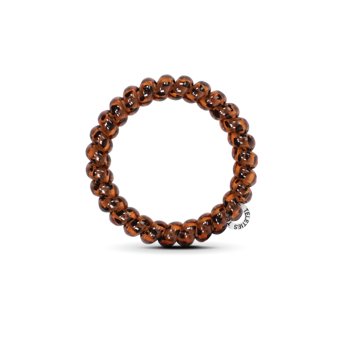 Doodlations Coffee Bar & Boutique tortoise shell spiral hair tie with a strong grip and no-crease design