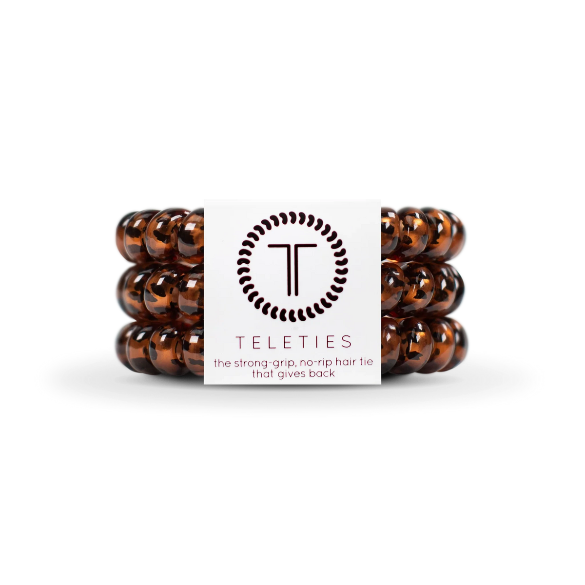 Doodlations Coffee Bar & Boutique tortoise shell spiral hair ties with a strong grip and no-rip design