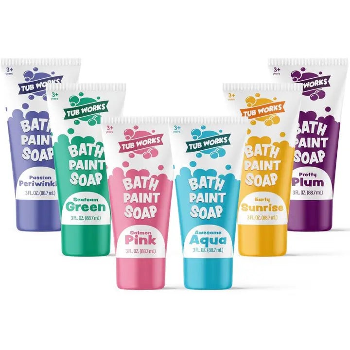 Doodlations Coffee Bar & Boutique Tub Works bath paint soap set in six pastel colors for creative kids bath play.