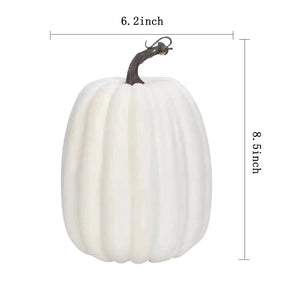 Doodlations Coffee Bar & Boutique white decorative harvest pumpkin with ribbed texture and dark stem for fall decor
