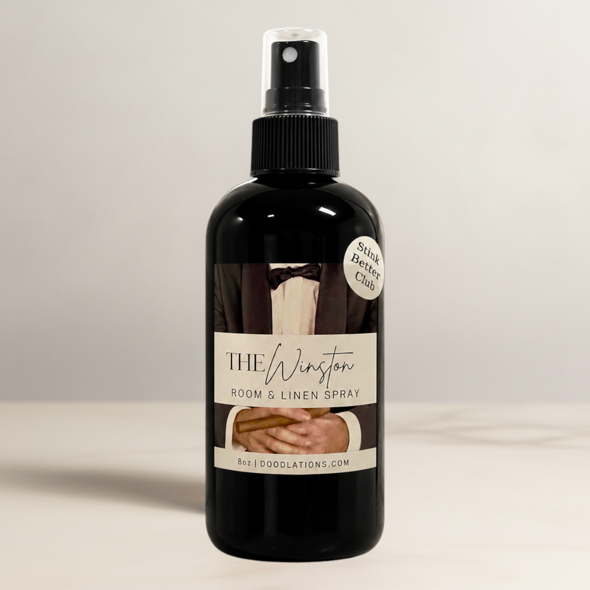 Doodlations Coffee Bar & Boutique The Winston luxury room and linen spray in a black 8oz bottle with elegant label