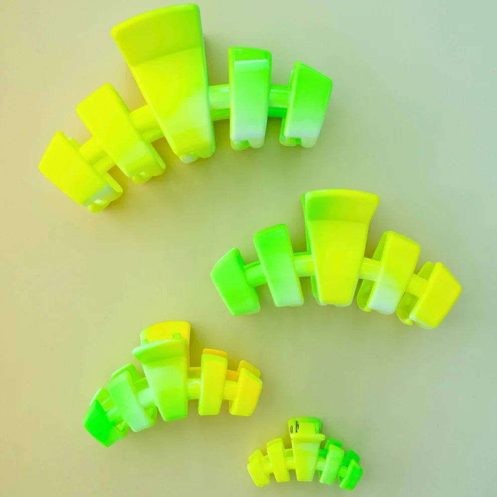 Doodlations Coffee Bar & Boutique gradient lime green segmented claw hair clip for secure hold.
