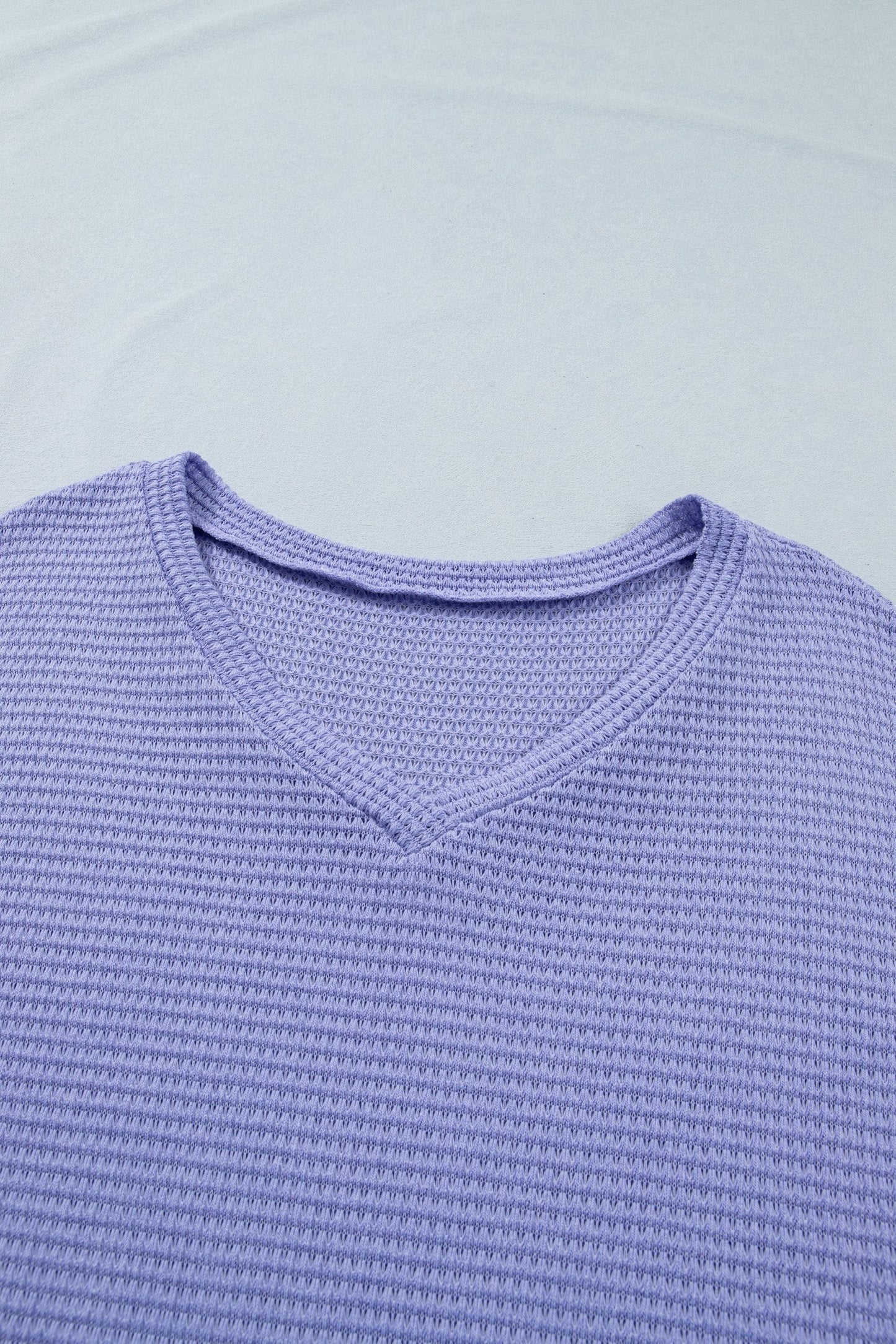 Doodlations Coffee Bar & Boutique lavender waffle knit v-neck short sleeve top