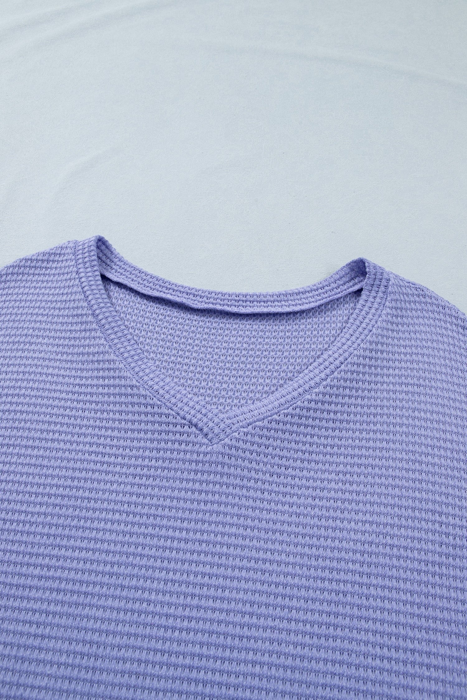 Doodlations Coffee Bar & Boutique lavender waffle knit v-neck short sleeve top