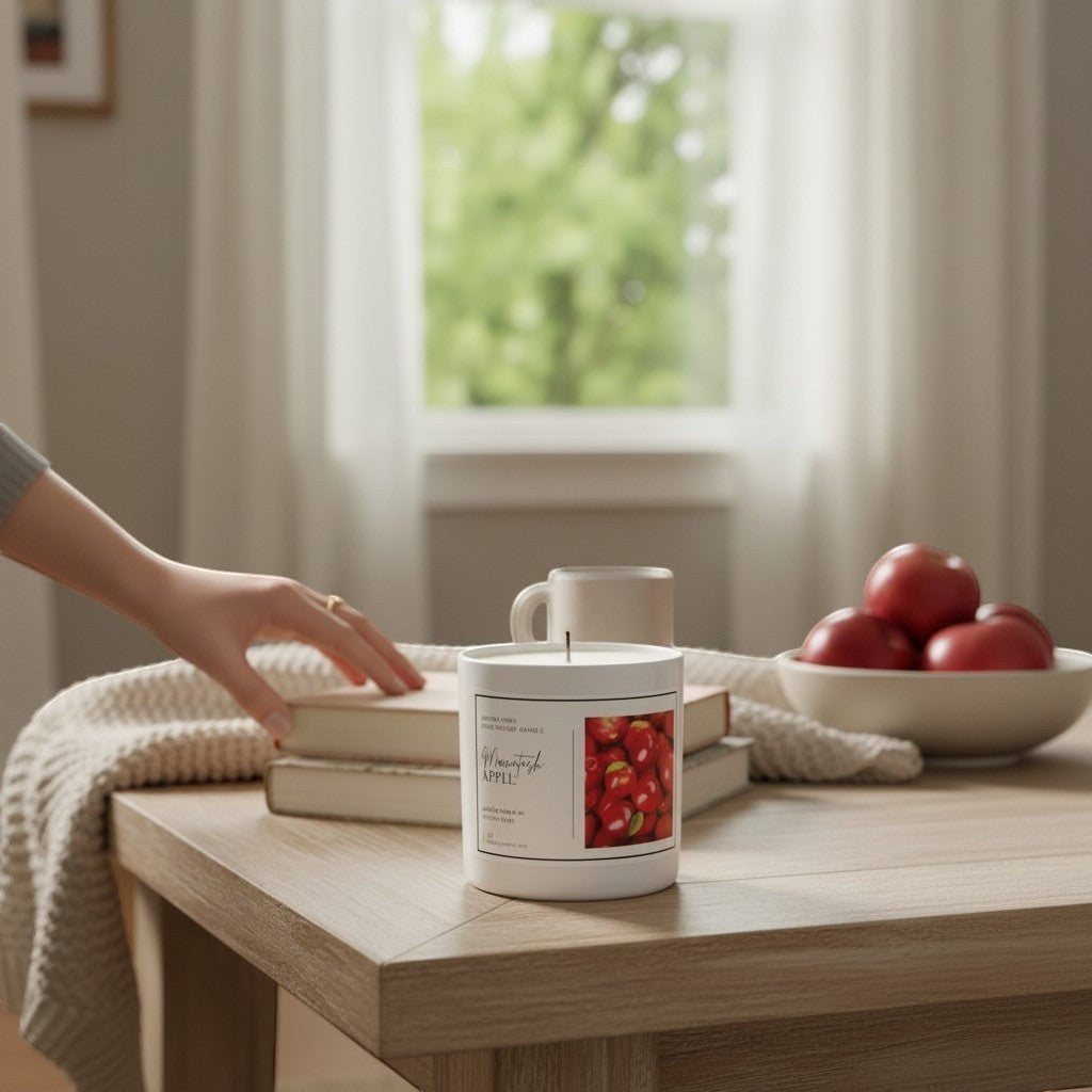 Inspired by the classic Yankee Candle favorite, this 8-ounce candle is hand-poured by us and delivers the crisp, true-to-nature scent of freshly picked Macintosh apples. With notes of green leaves, juicy pear, apple, smooth vanilla, and a hint of cedar, this fragrance captures that perfect "just off the tree" aroma. Bold and refreshing, it’s a timeless favorite for any space.
