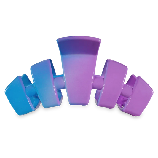 Doodlations Coffee Bar & Boutique Miami Vice claw clip in blue and purple gradient plastic, perfect for updos.