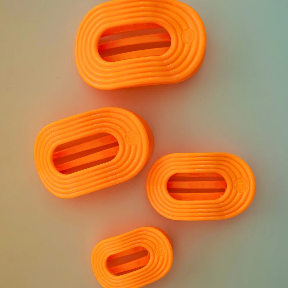 Doodlations Coffee Bar & Boutique orange flat round hair clips, set of 4, for sectioning hair and updos.