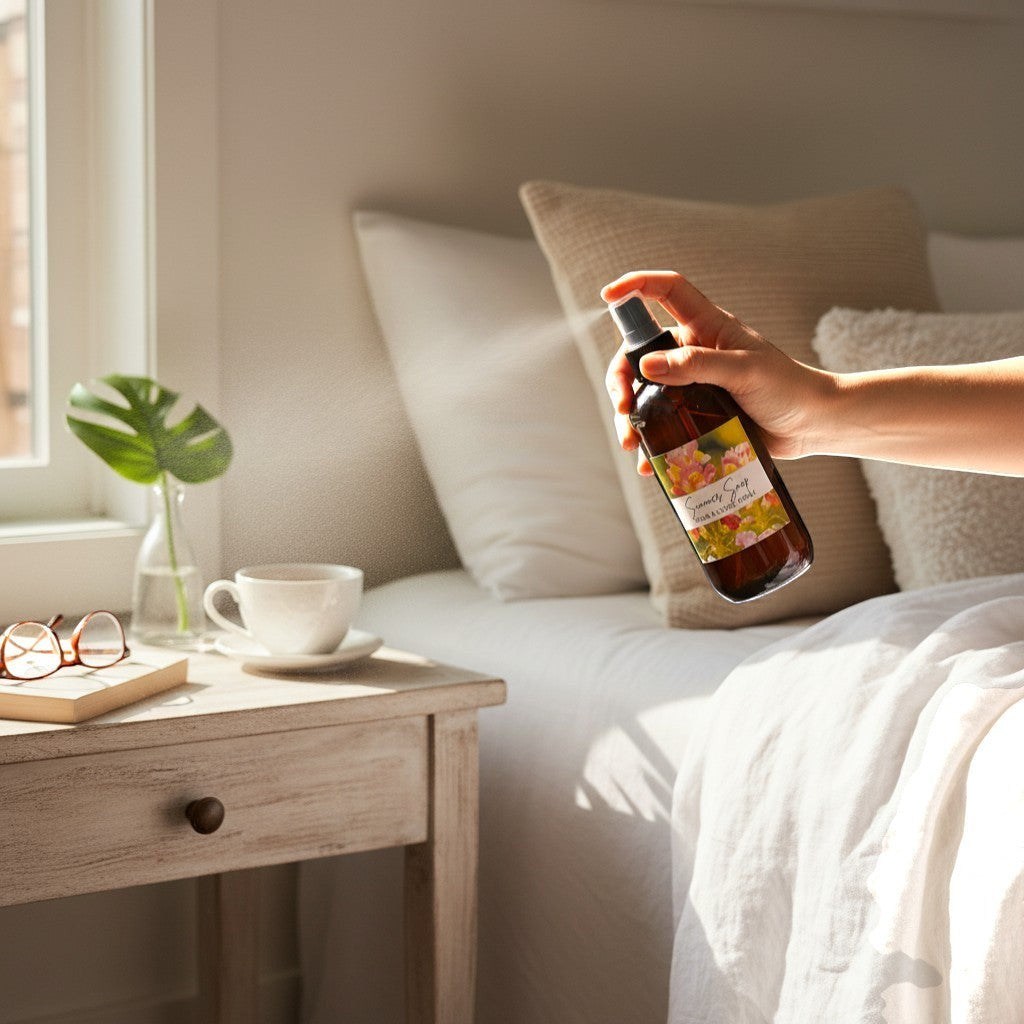 Doodlations Coffee Bar & Boutique Summer Snap Room & Linen Spray with floral and fruit notes.