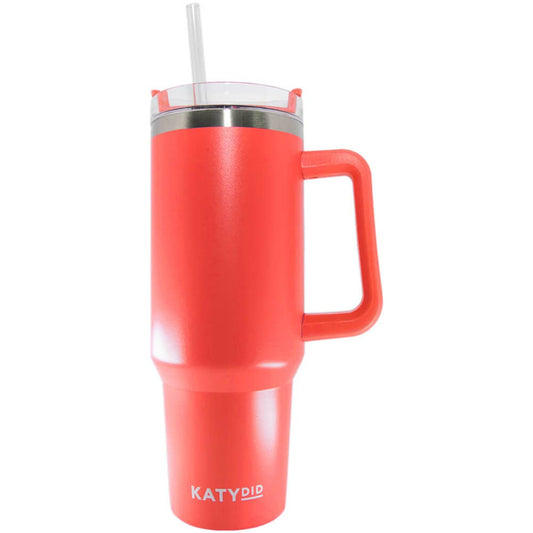 Hot Coral Tumbler Cup w/ Handle