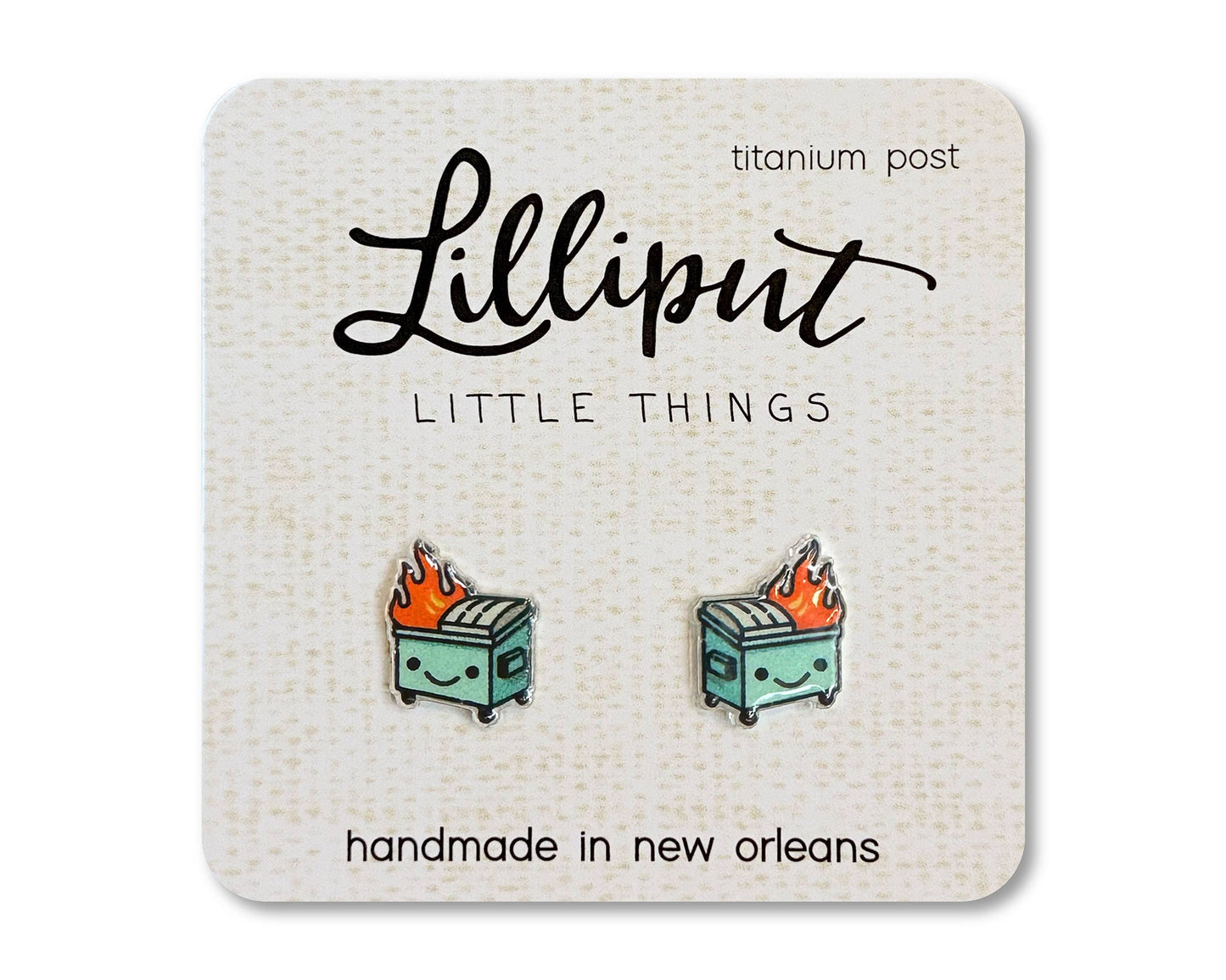Lilliput Kawaii Dumpster Fire Earrings