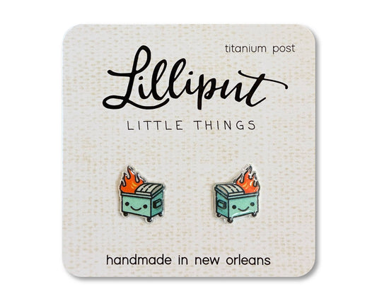 Lilliput Kawaii Dumpster Fire Earrings