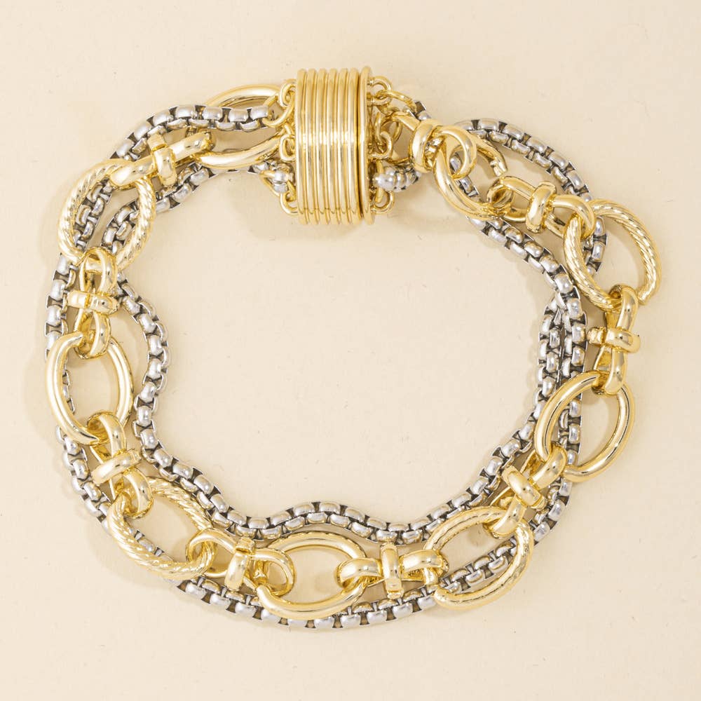 Mixed Metal Chain Link Bracelet
