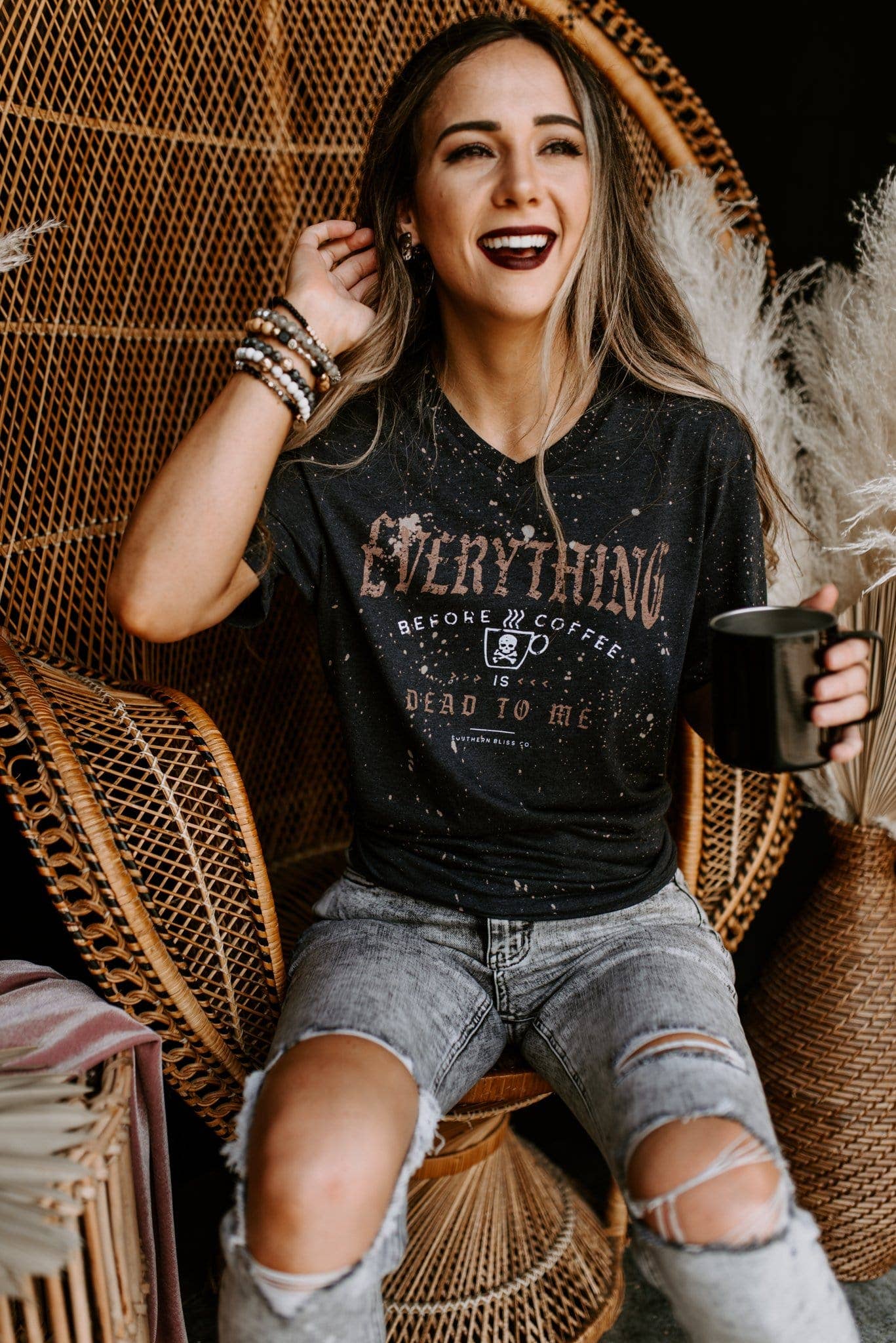 Dead to Me Bleached V-neck