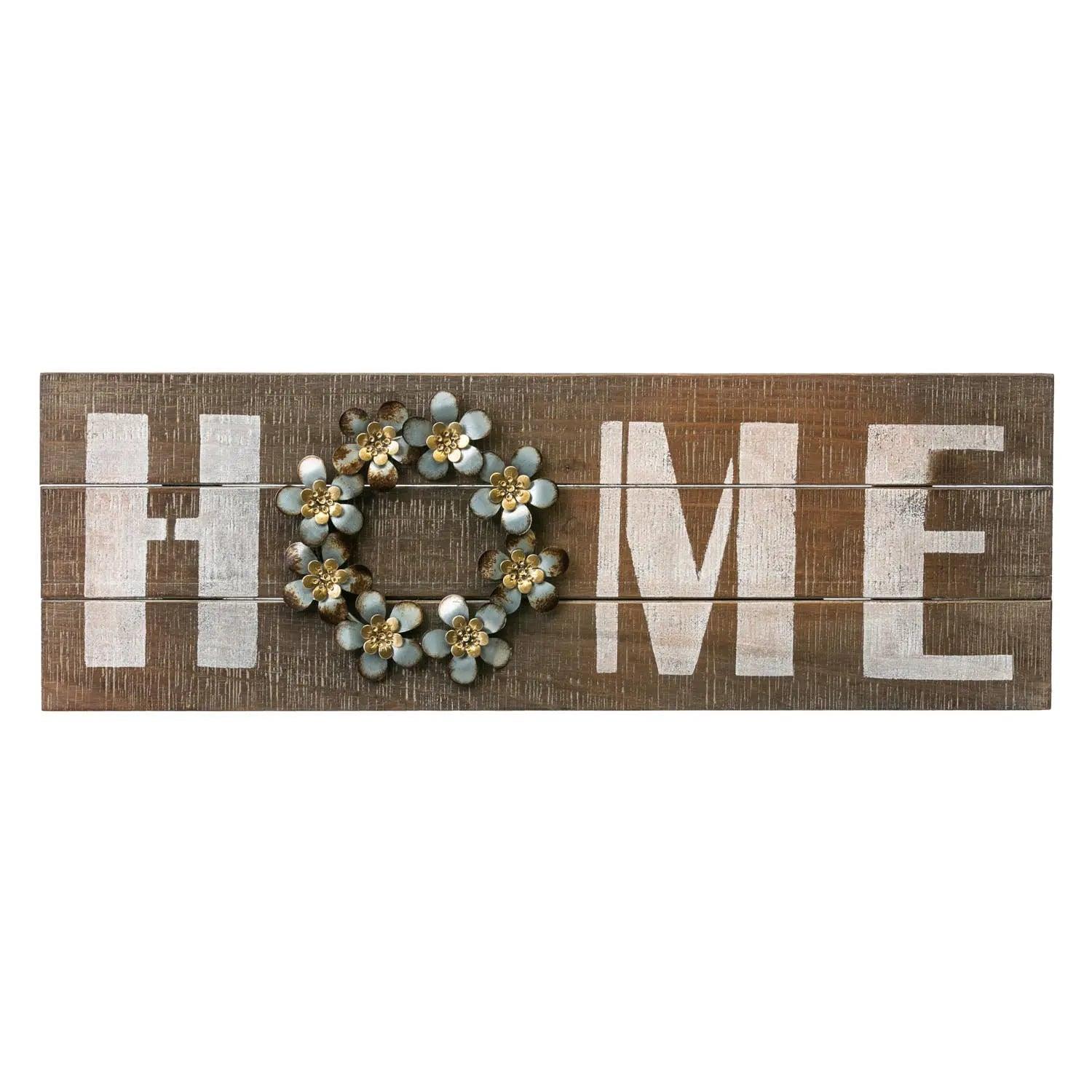 "Home" Wooden and Metal Wall Sign - Doodlations Coffee Bar & Boutique