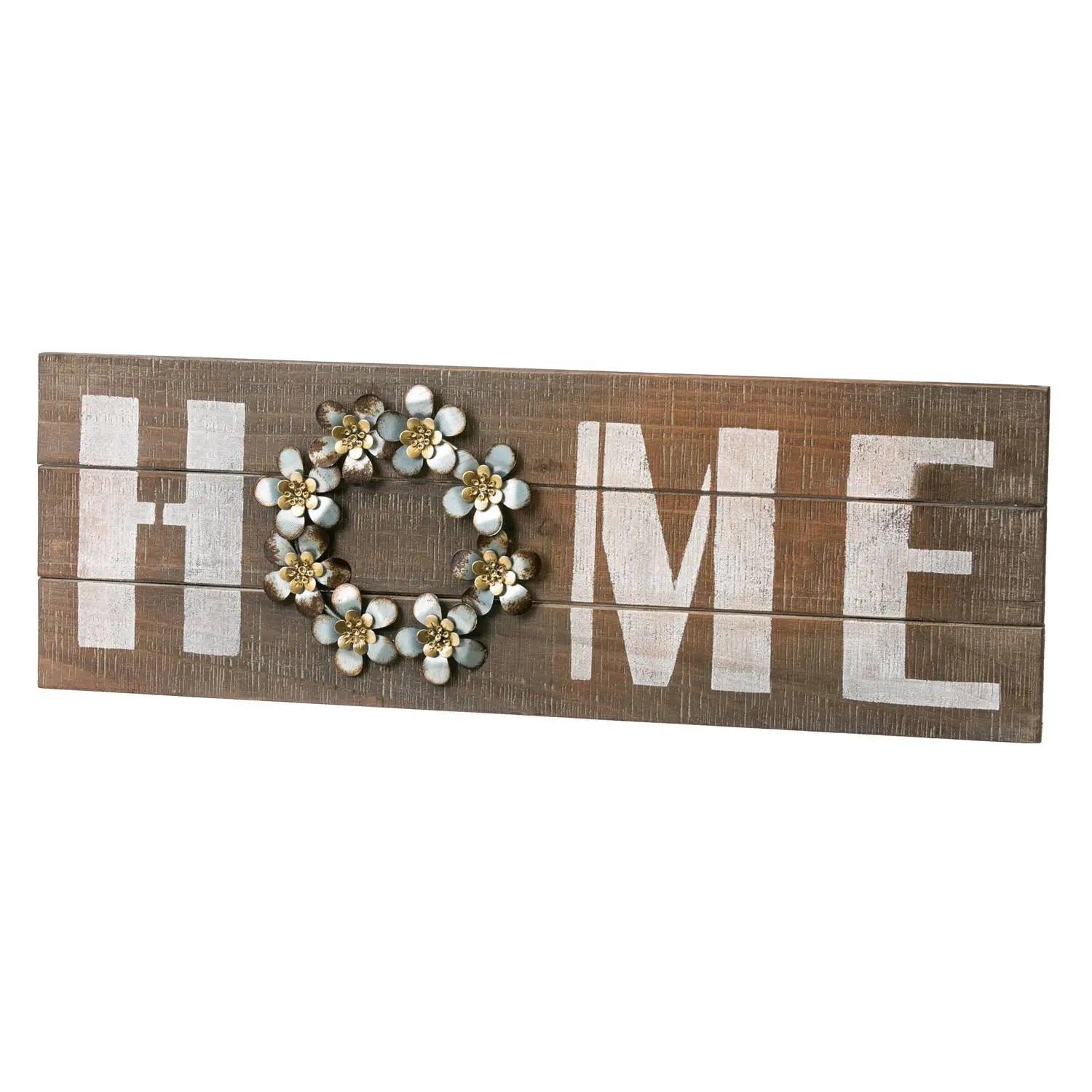 "Home" Wooden and Metal Wall Sign - Doodlations Coffee Bar & Boutique