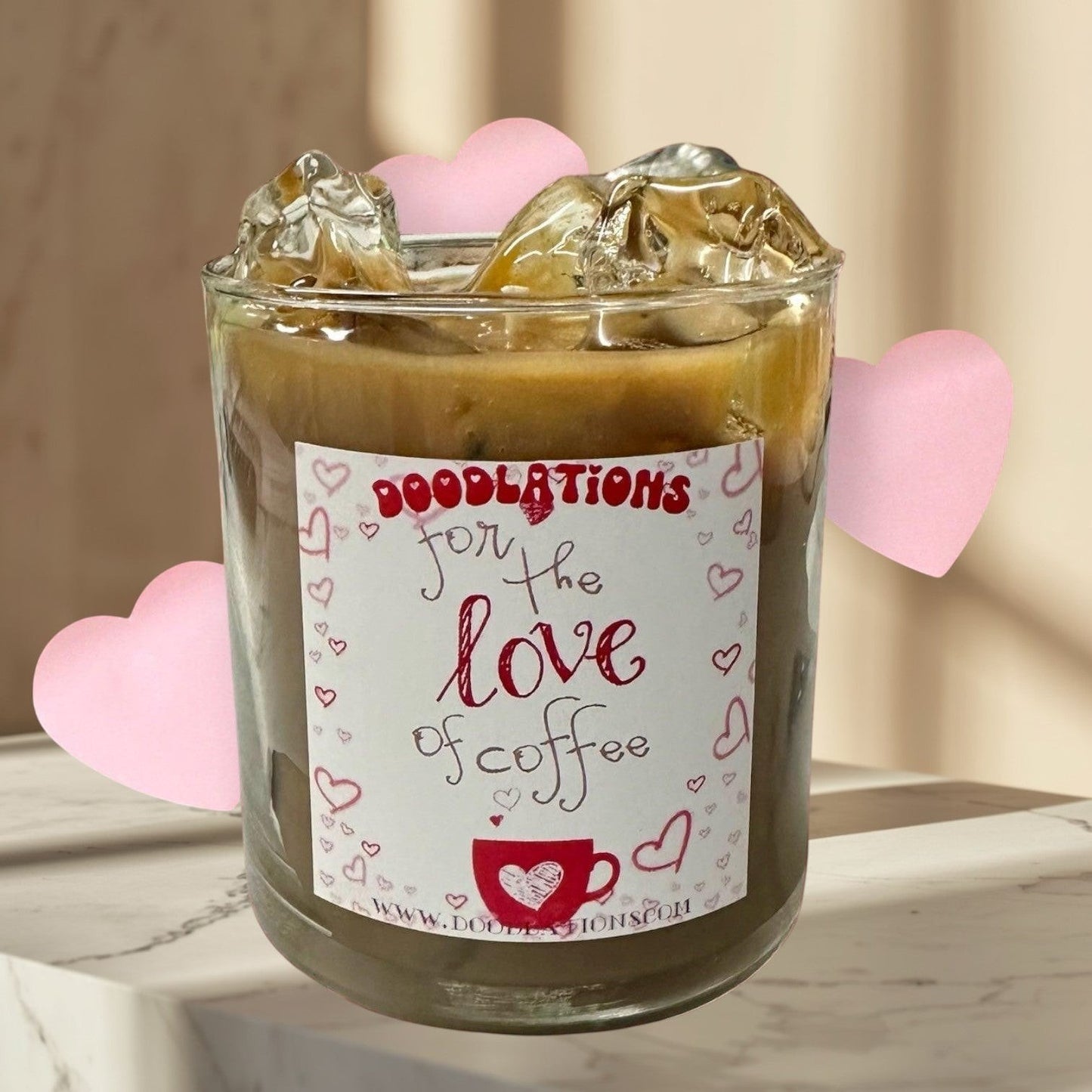 Iced Hazelnut Valentine's Day Coffee Candle - Doodlations Coffee Bar & Boutique