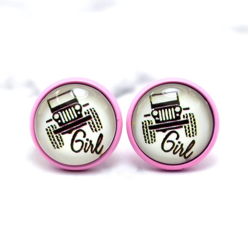 Jeep Girl Photo Stud Earrings - Doodlations Coffee Bar & Boutique