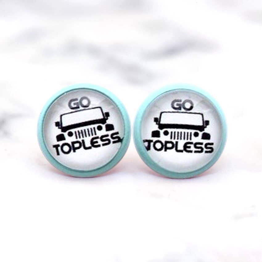 Jeep Go Topless Photo Stud Earrings - Doodlations Coffee Bar & Boutique