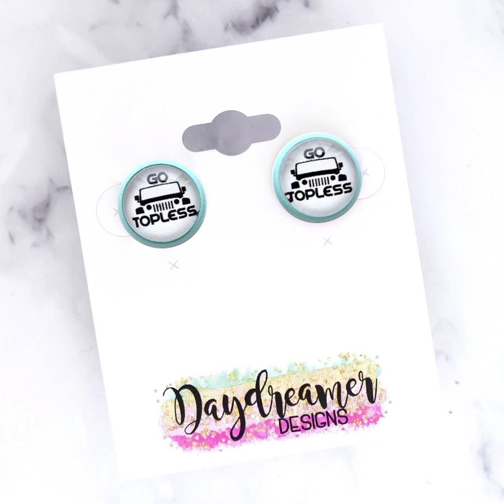 Jeep Go Topless Photo Stud Earrings - Doodlations Coffee Bar & Boutique