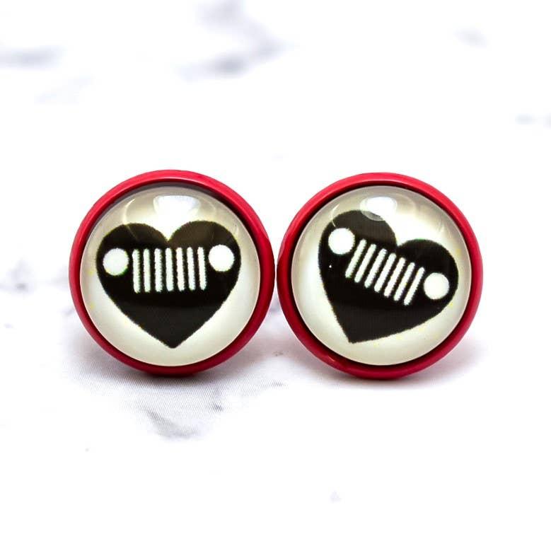 Jeep Heart Photo Stud Earrings - Doodlations Coffee Bar & Boutique