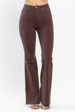 Judy Blue Espresso High Waist Tummy ControlFlare Pants - Doodlations Coffee Bar & Boutique