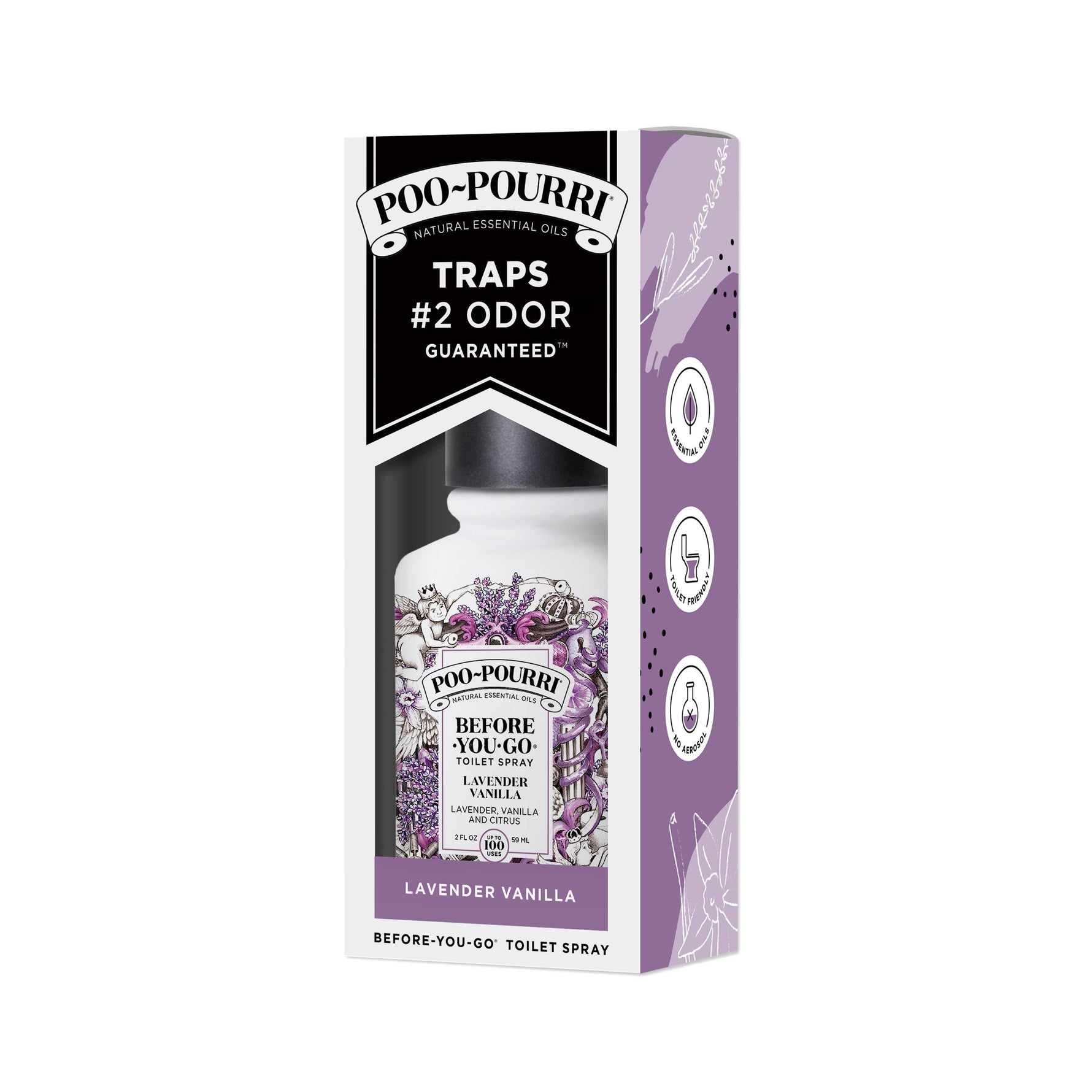 Poo~Pourri Lavender Vanilla 2oz boxed: Lavender + Vanilla + Citrus - Doodlations Coffee Bar & Boutique