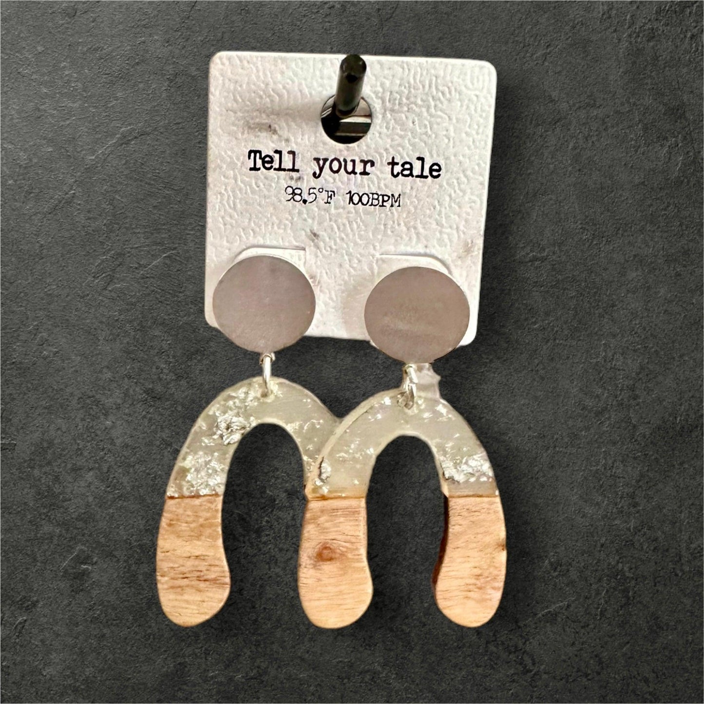 Silver Tone Acrylic and Cork Earrings - Doodlations Coffee Bar & Boutique